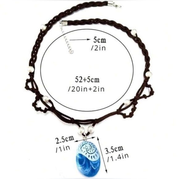 Moana Maui Mouse Ears WITH Ocean Heart of Te Fiti Necklace Disneyland Headband - Picture 6 of 8